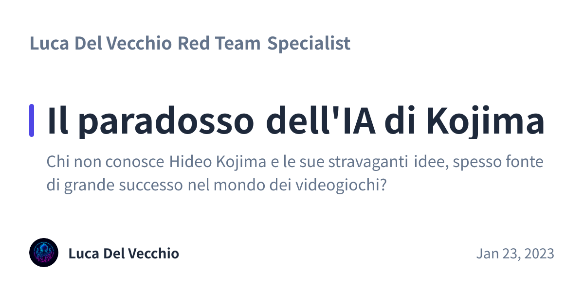 Share preview for Il paradosso dell'IA di Kojima