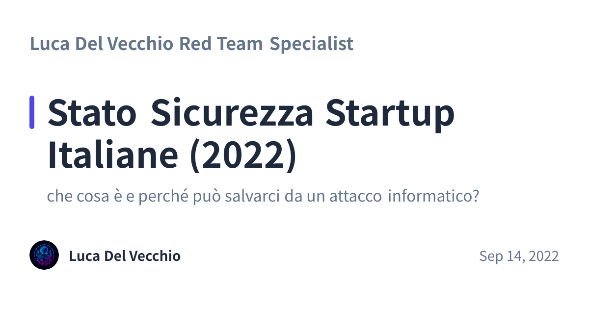 Share preview for Stato Sicurezza Startup Italiane (2022)